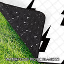79''x79'' Extra Large Picnic Blankets, Waterproof Sandproof Foldable Outdoor Picnic Mat, Portable 3-Layer Fabric Beach Blanket for Camping, Park, Travel, Family Friends-Stylish Lightning Pattern by TinyTreasures Baby Boutique