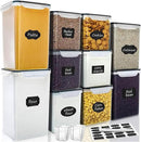 VERONES Large Tall Airtight Food Storage Containers, 10 PACK Plastic Airtight Kitchen & Pantry Organization, Ideal for Flour & Sugar Plastic Canisters with Labels by CozyNest Decor