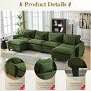 URRED Modular Sectional Sofa Comfy Cloud Couch, Modern Corduroy Sofa Sleeper Deep Seat Couches with Ottoman/Pillows for Living Room (Green, 154'' - U Shape) by CozyNest Decor
