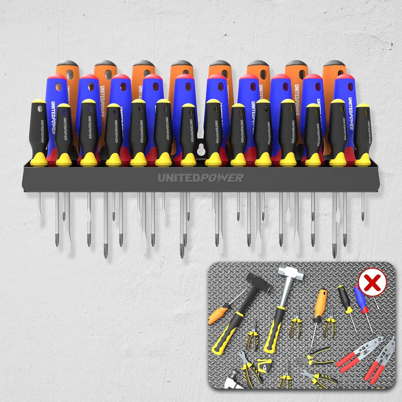 UNITEDPOWER Screwdriver Holder, Wall Mount Storage Rack Organizer for Workshop, Shed, Garage, Home, Stores up to 32 Screwdrivers or Small Tools, photo 5 of 6