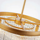 4-Lights Drum Glass Chandelier, Modern Style Light Fixture for Dining Room, Bedroom, Ripple Glass Shade & Brass Finish, D16.5 * H18~48 inch (Adjustable Height) by CozyNest Decor