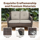 8 Piece Outdoor Patio Furniture Set - 41" CSA Propane Fire Pit Table Patio Conversation Set with Swivel Rocker Outdoor Chairs, Wicker loveseat and Ottoman for Outside Casual Gathering by GreenHaven Gardens