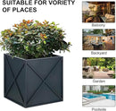 SUNNYPARK Large Metal Planter Box 17”x 17”x 18”, Square Modern Grey Metal Planter Box Heavy Duty with Drainage Holes for Outdoor Garden Patio by GreenHaven Gardens