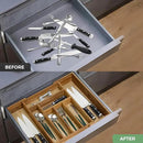 VaeFae Teak Drawer Organizer, Large Silverware Organizer, Expandable Utensil Organizer for Kitchen Drawer, Wooden Cutlery Tray Drawer Dividers Organizer by CozyNest Decor
