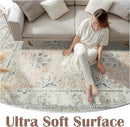 jinchan Washable Area Rug 4x6 Ultra-Thin Low Pile Non-Slip Stain Resistant Soft Faux Wool Spring Floral Rug Distressed Vintage Carpet for Bedroom,Living Room,Dining Room,Kitchen,Nursery(Pink, 4' x 6') by TinyTreasures Baby Boutique