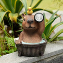 Capybara Solar Garden Statue – Funny Outdoor Resin Animal Decor with Flashlight & Duck – Waterproof Yard Lawn Ornament with LED Light – Solar Powered Figurine for Patio, Porch, Landscape by CozyNest Decor