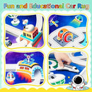 Kids Rug, Space Themed Baby Play Mat, 5x7 Ft Playroom Rug, Colorful Cartoon Outer Space, Planet, Rocket, Spaceship Road Carpet for Playroom, Educational Learning Carpet for Kids Mat by CozyNest Decor