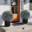 Artificial Lavender Topiary Ball Tree 25" with Ground Spike, Set of 2 Artificial Boxwood Bushes for Faux Shrubs, Fake Evergreen Faux Plant for Indoor Outdoor Porch Garden -UV Resistant–Fade-Proof by GreenHaven Gardens