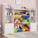 Xilingol Kids Toy Storage Organizer W/8 Removable Toy Bins, 4-Tier Toy Organizers W/6 Storage Cubbies, Kid Bookshelf and Toy Storage for Playroom, Bedroom, Kids Room, Classroom by CozyNest Decor