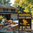 Witch's Funny Garden Flag Do Not Pick the Flowers Sign Plant Lover Gift Small Double Sided Burlap art Stained Glass Style Garden Flags 12 x 18 Inch for Outside by GreenHaven Gardens