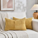 Fancy Homi 2 Packs Mustard Yellow Long Lumbar Decorative Throw Pillow Covers 12x24 Inch for Couch Bed, Rustic Farmhouse Boho Home Decor, Soft Striped Corduroy Rectangle Accent Cushion Case 30x60 cm by CozyNest Decor