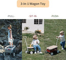 kidpop PULA-Wild 3-in-1 Kids' Pull-Along Wagon Toddlers Push Walker for 2.5-8, Removable Wooden Cover and Adjustable Handlebar, Birthday Gifts Max Weight 33 lbs (White) by TinyTreasures Baby Boutique