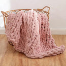 WESHIONGOO Chunky Knit Blanket Throw 40"×40" Knitted Throw Blankets for Couch Bed Fluffy Soft Blanket with Jumbo Chenille Yarn Thick 100% Handmade(Pink) by CozyNest Decor