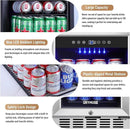 15 Inch Beverage Refrigerator, 130 Can Capacity Under Counter Fridge with Lock & Glass Door, Quiet Built-in or Freestanding Beer Cooler, Powerful Compressor for Fast Cooling by CozyNest Decor
