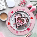 Whaline 4Pcs Round Valentine Placemats Red Pink Heart Embroidered Place Mats Decorative Dinner Table Mats for Home Wedding Anniversary Party Decor by CozyNest Decor