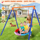 Swing Sets for Backyard, Outdoor Toys for Kids, A-Frame Out Playset Holds 440 lbs with 40" Saucer Swing, Adjustable Ropes by TinyTreasures Baby Boutique