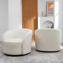 KINWELL 34" W Swivel Barrel Chair Set of 2, Mid Century Modern Round Upholstered Boucle Swivel Accent Chairs, No Assembly Sofa Chair for Living Room Bedroom Reading, Cream by CozyNest Decor