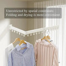Clothes Drying Rack Wall Mounted, Laundry Drying Rack Collapsible, Space Saving Wall Drying Rack Clothing Foldable, Tri-Fold Retractable Rack Outdoor Indoor with 18 Hooks(White，Loop-Shape Hooks) by CozyNest Decor
