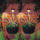 2 Packs Hanging Planters Basket for Outdoor Plants, Solar Powered Self Watering Black Round Plastic Flower Pots with Drainer for Balcony Patio Garden Outdoor Decoration by CozyNest Decor