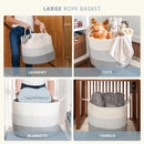 OrganiHaus Large Laundry Basket, Woven Cotton Rope Basket for Blankets, Toy Storage, Nursery Hamper, Living Room Decor Organizer, Soft & Durable Hamper with Handles, 20x13 inches - Gray by TinyTreasures Baby Boutique