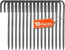 VEVOR Rebar Stakes, 12-Inch, Heavy-Duty 0.4 in Diameter J Hook, Galvanized Steel Ground Anchors with Chisel Point End & Rust-Resistant Coating, for Gardening Support, Fence, Camping Tents (16-Pack) by CozyNest Decor