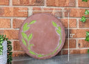 NAT & Jules Floral Laurel Wreath Leaves Pattern Dimensional Indoor Outdoor 12 inch Round Cast Resin Decorative Garden Stepping Stone, Patio, Walkway Sculpture Yard Art, Green by CozyNest Decor