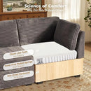Modular Sectional Sofa, 130.7" L Shaped Couch Set for Living Room, 4-Seater Comfy Cloud Couches with Movable Ottoman, DIY Combination, Plush Corduroy, Gray by CozyNest Decor