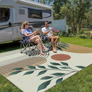 Indoor Outdoor Area Rug, Mid Century Sun Outdoor Patio Rug,Washable Abstract Art Leaves Eucalyptus Runway Rugs Non-Slip Carpet for Camping, Bedroom, Deck(8x10) by CozyNest Decor