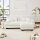 Loveseat Modular Sectional Sofa, L Shaped Couch with Ottoman, Cloud Couch Sectional Couch Home Sofa Living Room Oversized Couch Deep Seat Couch with Round Bolster Armrests 4 Pillows(White) by CozyNest Decor