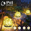 Solar Garden Lights, 2 Pack 60 LED Cracked Glass Solar Globe Lights Outdoor Decoration, Upgraded Waterproof Warm White LED Lights for Yard Pathway Patio Lawn Christmas Outside Decor, 4.73" by GreenHaven Gardens