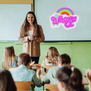 LISIGNVE Rainbow Welcome Neon Sign Cloud Light Up Sign Welcome Led Sign Rainbow Neon Light with USB for Bedroom Wedding Party School Business Wall Decor (16.5”*12.6”) by CozyNest Decor