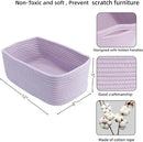 Small Woven Storage Baskets 12“X8”X5“ Decorative Rope Bins for Organizing Shelves, Closets, and Toys, Empty Gift Baskets, Cute Organizer Basket for Home and Office (purple, regular) by CozyNest Decor