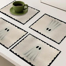 Halloween Ghost Placemats, 4Pcs Black&White Washable Heat Resistant 12×18 Inch Table Mats Cute Place Mats for Party Outdoor Decoration Kitchen Dining Décor by CozyNest Decor
