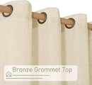 LAMIT Short Window Linen Curtains 36 Inch Length 2 Panels, Beige Light Filtering Panels Bronze Grommet Neutral Drapes for Bathroom/Loft Room, 34 x 36 Inch by CozyNest Decor