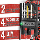 Large Power Tool Organizer Wall Mount with Charging Station, 4 Layer Heavy Duty Metal Cordless Tool Organizer, Tool Storage Rack with 8 Cordless Drill Holder Screwdriver Hammer(Black) by GreenHaven Gardens