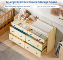 Cozy Castle Baby Dresser with 6 Drawers and Large Table Top, Multi-Functional Chest of Drawer, Drawer Dresser with Three-Sided High Rails for Nursery, Children's Room, Bedroom, Oak by TinyTreasures Baby Boutique