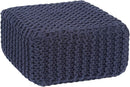 REDEARTH · Cube Low Pouf Foot Stool Ottoman - Hand Knitted Poof - Cord Boho Pouffe - Home Décor - Stuffed Footrest for Living Room - Nursery - Bedroom - Patio (16" x 16" x 8") - Navy Blue by CozyNest Decor