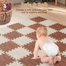 Skyweaver 36 Tiles Soft Non-Toxic Baby Play Mat for Floor EVA Foam Jigsaw Puzzle Play Mat, Interlocking Squares with 0.6inch for Babies, Toddlers & Kids Gym, Nursery, Playroom, White by TinyTreasures Baby Boutique