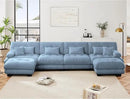 Modular Sectional Sofa, Comfy Cloud Couch 4 Seater Couch with Ottoman, Sectional Couches for Living Room, Modern Chenille U Shaped Couches, Sleeper Deep Seat Sofa with Throw Pillows, Blue by CozyNest Decor