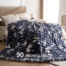 Cozy Faux Fur Throw Blanket for Bed Warm Fuzzy Throw Blanket, Soft Plush Thick Bubble Blankets for Bedroom and Living Room, Furry Luxury Blanket, 90 x 90,Tie-Dye Blue by CozyNest Decor