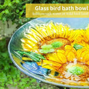 VCUTEKA Bird Baths for Outdoors, Glass Bird Bath with Metal Standing for Garden, Yards Patio Décor, Bird Lovers Gift, Sunflower Glass Birdbath Detachable (22" H * 18" W) by GreenHaven Gardens