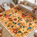 Floral 9x12 Area Rug Machine Washable Soft Print Boho Carpet Non Slip Doormat Low Pile Flower Area Rugs for Living Room Bedroom Nursery Kitchen Dining Room Indoor-Yellow/Orange by TinyTreasures Baby Boutique