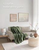 YnM Chunky Cotton Knit Throw Blanket, Cable Knit Throws for Bed Couch Sofa, Comfy & Relaxing, Decorative Piece for Farmhouse Modern Boho Rustic Scandinavian Chic Vibe, Pine Green 50x60 Inches by CozyNest Decor