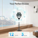 Standing Fan for Bedroom, 90° & 120° Oscillating Pedestal Fan, 3 Heights Adjustable Floor Fan with Brushless DC Motor, 12 Speeds, 3 Modes, Night Light, 12H Timer, Remote for Home, Dorm, Office by CozyNest Decor