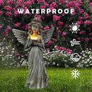 Angel Garden Statue Outdoor Decor, Angel Garden Figurine Hold Dove with Solar Lights Waterproof Resin Yard Art Decoration Lawn Ornament Sculpture for Outside Patio Yard Gift by CozyNest Decor