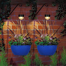 2 Packs Hanging Planters Basket for Outdoor Plants, Solar Powered Self Watering Blue Round Plastic Flower Pots with Drainer for Balcony Patio Garden Outdoor Decoration by CozyNest Decor