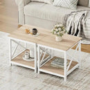 ChooChoo End Table, 24 Inch End Table with 2-Tier Storage Shelf, Side Table for Living Room, Wood Nightstand for Bedroom, Office, Oak by CozyNest Decor