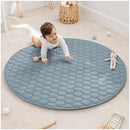 Comfy Cubs Round Kids Play Mat - Medium 48 inches Soft Quilted Baby Floor Mat with Non-Slip Bottom - Plush Design for Toddlers' Playtime and Relaxation - Comfortable and Durable - Pacific Blue by TinyTreasures Baby Boutique