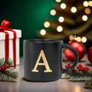 COLLECTIVE HOME - Monogram Ceramic Mugs, 15 oz Golden Initial Black Coffee Cups, Elegant Alphabet Tea Mugs, Elegant Personalized Mug with Gift Box, Unique Mug with Double Side Capital Lette (A-1) by CozyNest Decor