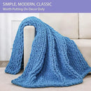 Bigacogo Chunky Knit Throw Blanket for Couch, 51x63 inches, 100% Hand Knitted with Thick Jumbo Chenille Yarn, Cozy Soft Large Rope Knot Cable Crochet Blankets for Sofa Bed Living Room, Bright Blue by CozyNest Decor
